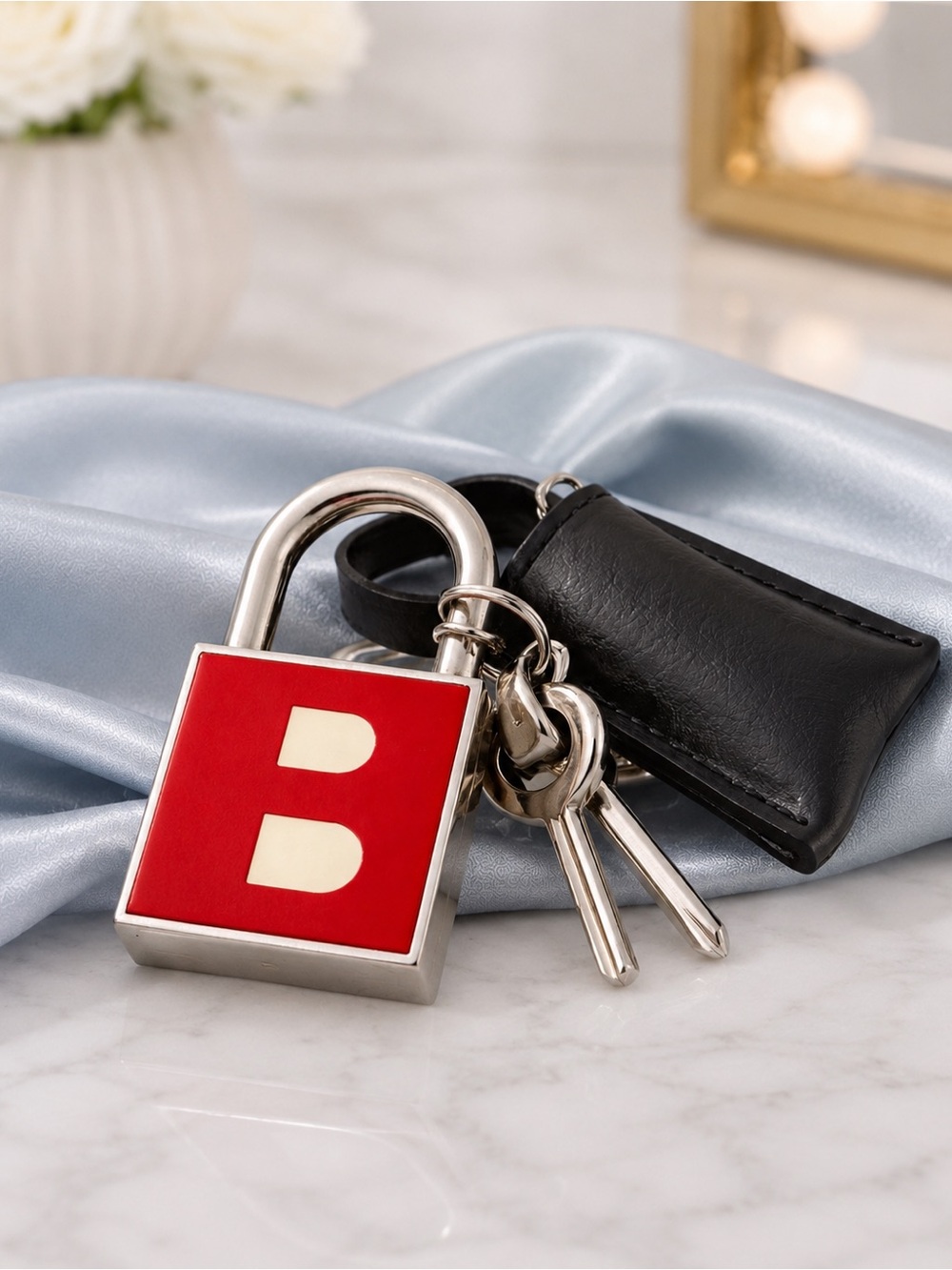 Bally Red and Silver Lock and Key